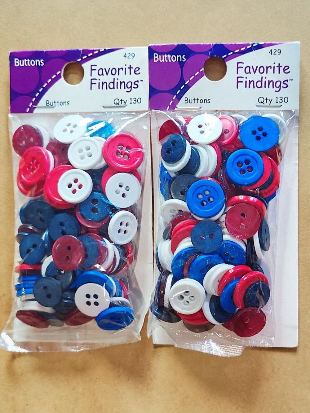 4th of July Patriotic Button Assortment – Red, White & Blue Craft Buttons - 260